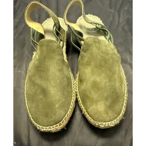 Toni Pons Nuria Espadrilles Khaki Suede Low Wedge Elastic Straps Size 7.5